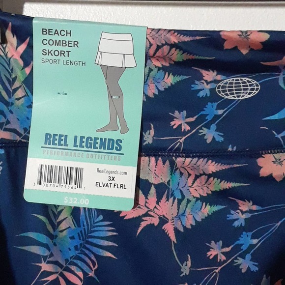Reel Legends Skort Blue Floral Beach, size 3X, NWT! Orig $32 Pleat Active Swim - Picture 6 of 8